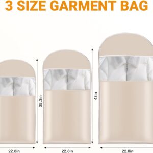 3 Pcs Space Saving Hanging Garment Bag with Self Compression Zippe, Garment Bags for Hanging Clothes, Dust-Proof Compression Bags Set for Storage Clothes of Various Sizes (M+L+XL)