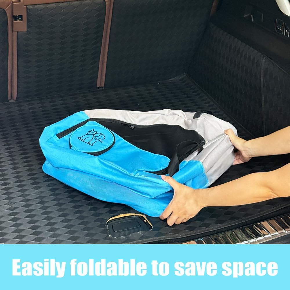 Small Portable Pet Crate for Car Travel, 19"x19"x17" Foldable Dog & Cat Carrier with Secures Seatbelt & Headrest Strap, Oxford Soft-Sided Pet Kennel with Removable Bed for Small Pets - Image 7