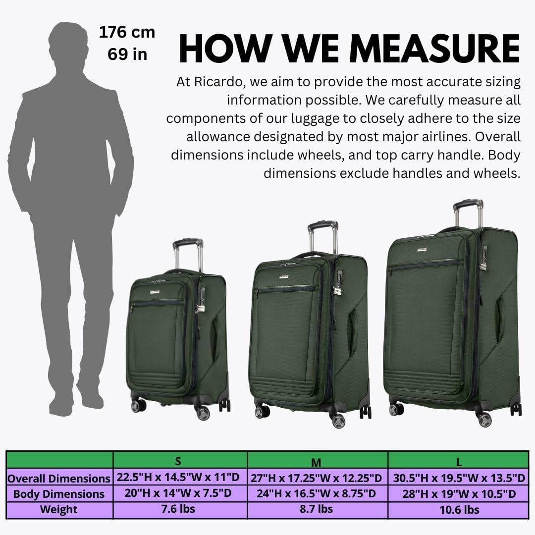 Ricardo Beverly Hills Avalon Softside Carry-On Luggage Made with Sustainable 100% Recycled PET (rPET), Lightweight, Eco-Friendly Travel, Expandable, Dual Spinner Wheels, Juniper Green, 20-inch - Image 9