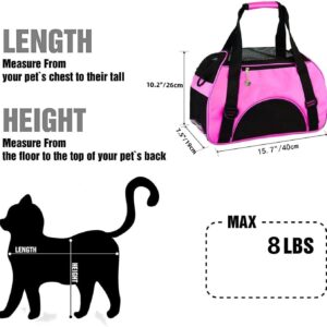 Cat Carrier,Soft-Sided Pet Travel Carrier for Cats,Dogs Puppy Comfort Portable Foldable Pet Bag Airline Approved (Small Rosered)