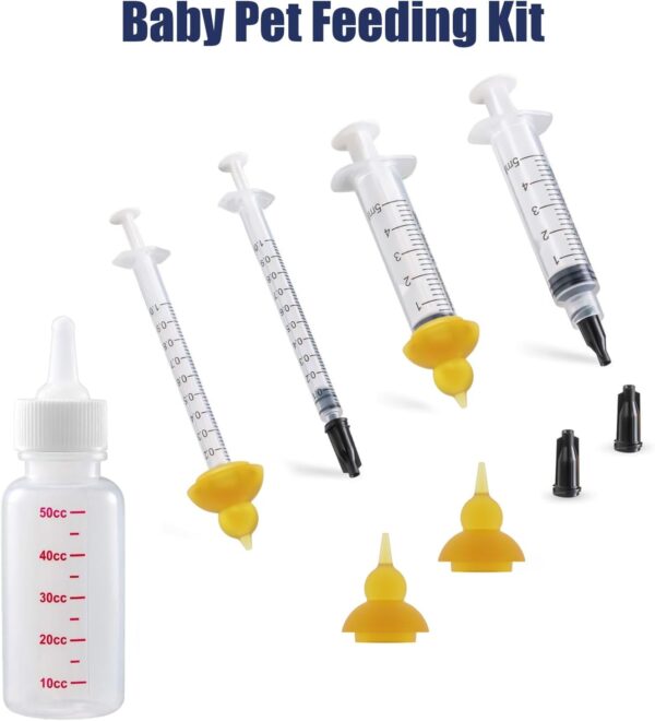 Kitten Bottle Feeding Kit, Pet Bottle, Silicone Nipples, 10 FR Feeding Tube, Pet Pill Shooter, Aspirator Bulb, Small Animal Feeding Supplies, for Tiny Animal, Kitten, Puppy, Rabbit, Squirrels - Image 2