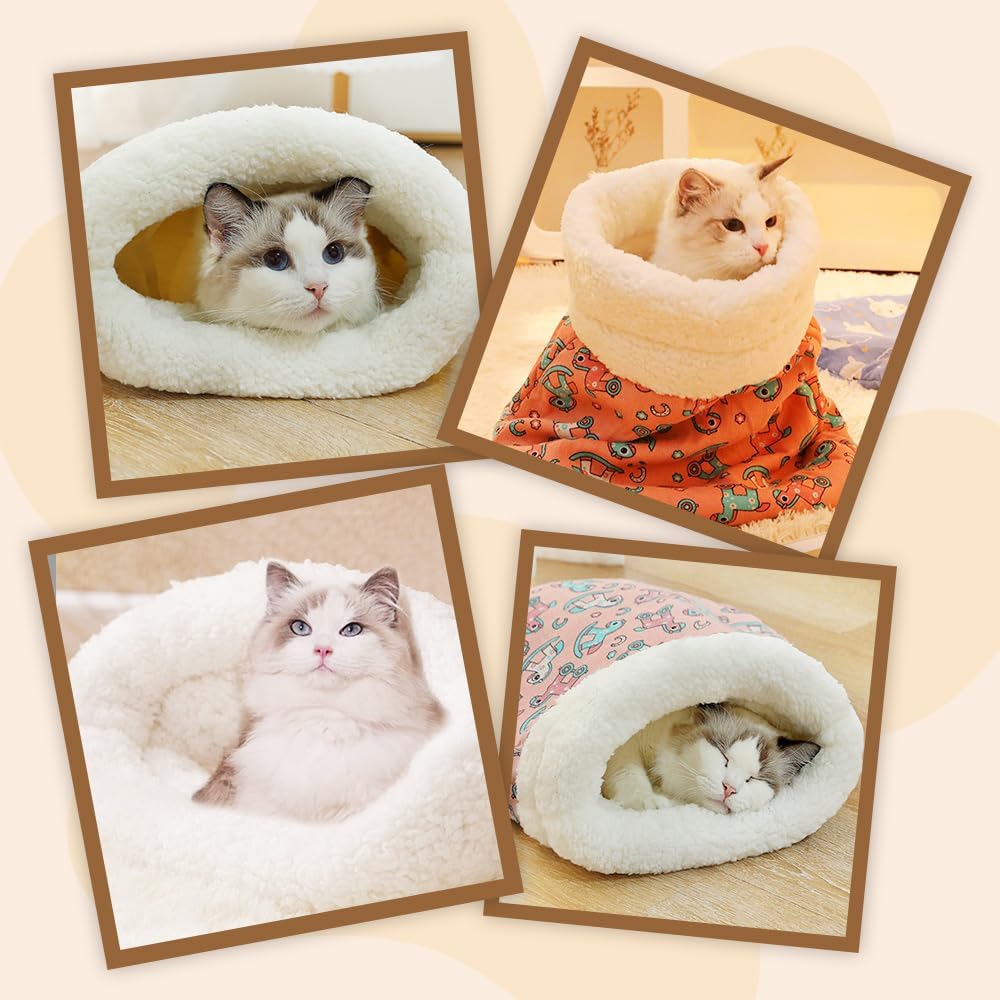 Cozy Pet Nest for Cats and Dogs, 2025 New Cat Bed Soft Cat Dog Sleeping Bag, Portable Warm Feline Bed Pet Nest Small Dog Cat Bed for All Seasons Indoors (Pink, 18x22in) - Image 4