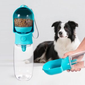 Dog Water Bottle with Food Storage Compartment Portable Pet Dispenser Dogs Stuff Water Bottle Puppy Supplies Portable Travel Dogs Bowls Dog Accessories for Walking and Hiking