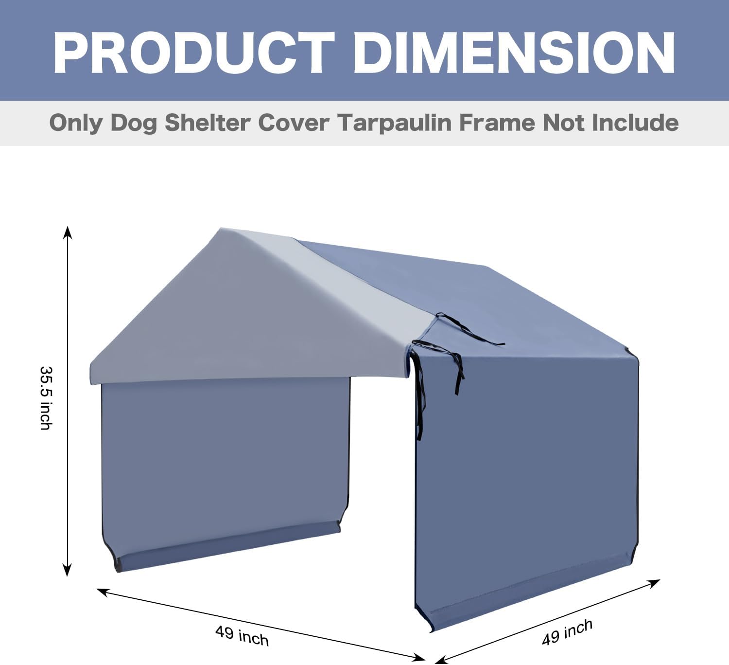 Canopy Replacement Cover for Dog Shade Shelter 4'x4'x3.6', Pet Outdoor Tent Cover with Upgraded Doors for Large Dogs, Not Included Metal Frame, Only Canopy Cover Roof, Navy - Image 5