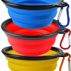 Mr. Peanut's Collapsible Dog Bowls, Set of 3 Colors, Dishwasher Safe BPA Free Food Grade Silicone Portable Pet Bowls, Foldable Travel Bowls for Feed & Water on Journeys, Hiking, Kennels & Camping
