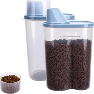 GreenJoy 2 Pack 2lb/2.5L Pet Food Storage Container with Measuring Cup, Can Covers and Bowl for Small Dog, Cat, Waterproof-BPA Free