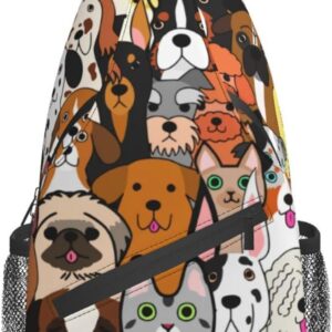 Dog Puppy Sling Backpack Crossbody Shoulder Bag Travel Hiking Daypack Gifts
