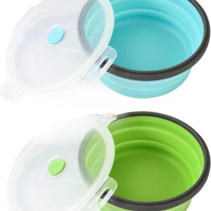 Collapsible Dog Bowls with Lids, 2 Pack Travel Dog Bowls for Small Size Dogs, Silicone Portable Dog Food Bowls Water Cup Cat Bowls Dish for Camping Traveling Walking, 12 oz 350ml