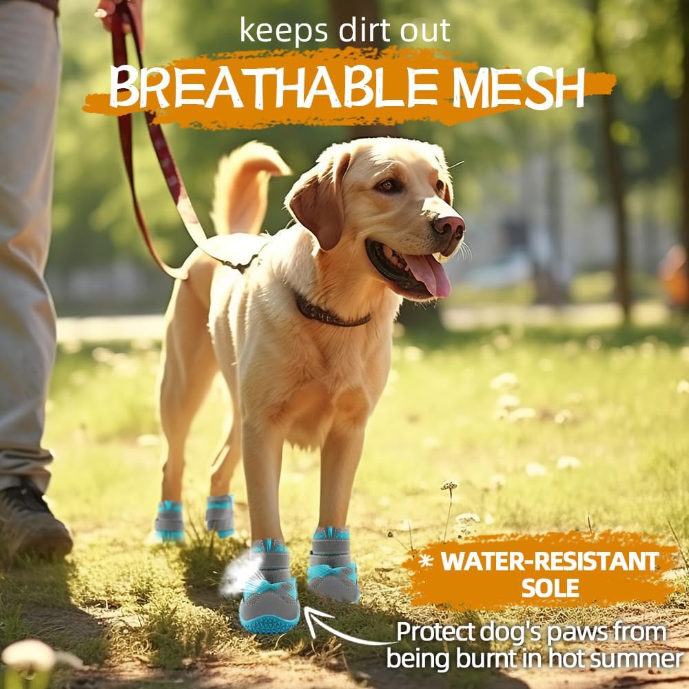 Dog Shoes for Small Dogs, Dog Boots & Paw Protectors for Hardwood Floors, Outdoor Dog Booties for Hot Pavement Winter Snow Hiking, Breathable Dog Shoes with Reflective Strips Size 2 - Image 3