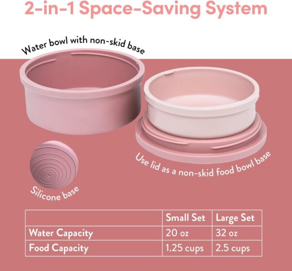 KindTail Portable Pet Feeder, Travel Dog Bowls with Lid and Handle, Microwave and Dishwasher-Safe, 10oz Inner Bowl & 20oz Outer Bowl, Grey - Image 4