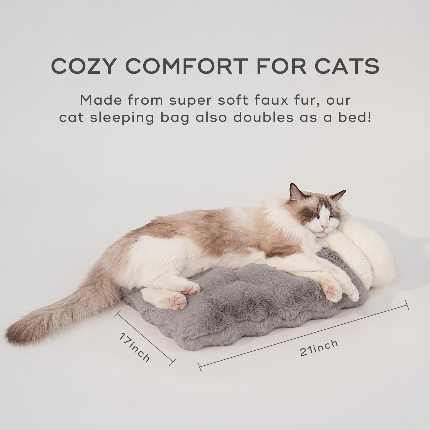 Cat Sleeping Bag 4 in 1 Function Snuggle Bag Blanket Mat Cozy Soft Warm & Washable (Small Cats) Cave Grey 21 × 17 Inch - Image 4