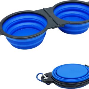 Collapsible Dog Water Bowl - Pet Portable Foldable 2 in 1 Food Bowls,Silicone Feeding Dish for Traveling,Camping,Walking,Hiking
