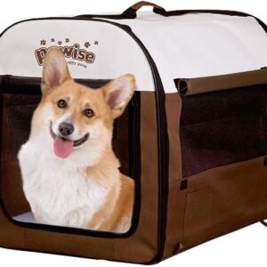 PAWISE Collapsible Soft Dog Crate Pet Kennel Houses, Portable Dog Crat...