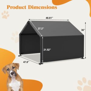 Dog Shade Shelter Pet Tent Outdoor, Outside Dog Sun Rain Canopy Pet House Animal Shelter (47.8″ L x 46.6″ W x 36″ H) (Gray, 47.8″ L x 46.6″ W x 36″ H)