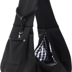 Dog Carrier Sling - Reversible Puppy Carrier Purse with Storage Pocket, Hand-Free Dog Sling Carrier for Carry Small Dogs and Cats, Travel Safety Harness, Dog and Cat Harness(Black)