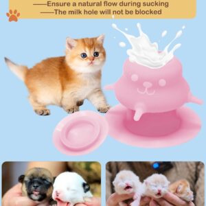 230ML Puppy Bottles for Nursing Puppy Milk – Premium Silicone Nursing Station with 4 Nipples – Dog Feeder for Multiple Newborn Puppies, Rabbits, Kittens Bottle Feeding Kit (Pink)