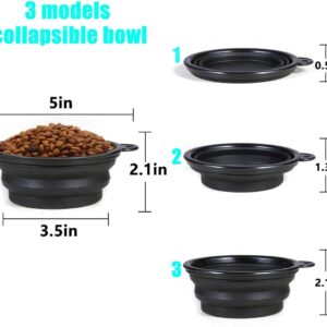 Collapsible Dog Bowl,2 Pack Portable and Foldable Pet Travel Bowls Collapsable Dog Water Feeding Bowls Dish for Dogs Cats and Small Animals,with Lids (Small, Black+White)