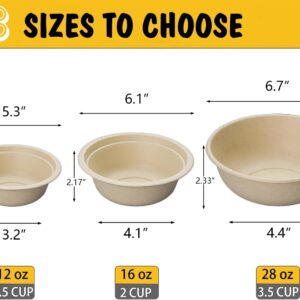 JETKONG 16 oz/2 Cup Disposable Dog Bowls 50pk, 100% Compostable Pets Feeding Bowls Paper Dog Travel Bowls Great for Dry and Wet Dog Food or Water (Natural, Pack of 50)