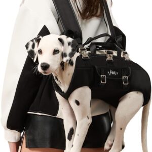 Dog Backpack Carrier - Spine-Friendly for Small to Midium Dogs (8-18 lbs), Horizontal Design Dog Carrier with Adjustable Back Straps,Legs-Out Comfort for Travel/Hiking/Cycling (Black, Size M)