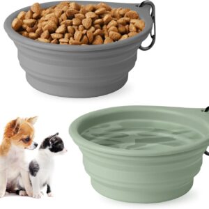 Collapsible Dog Bowls 2pcs for Puppy Bowl, Portable Dog Bowl for Small to Medium Sized Dogs and Cats, Travel Dog Bowl is Ideal for Traveling and Hiking BPA Free