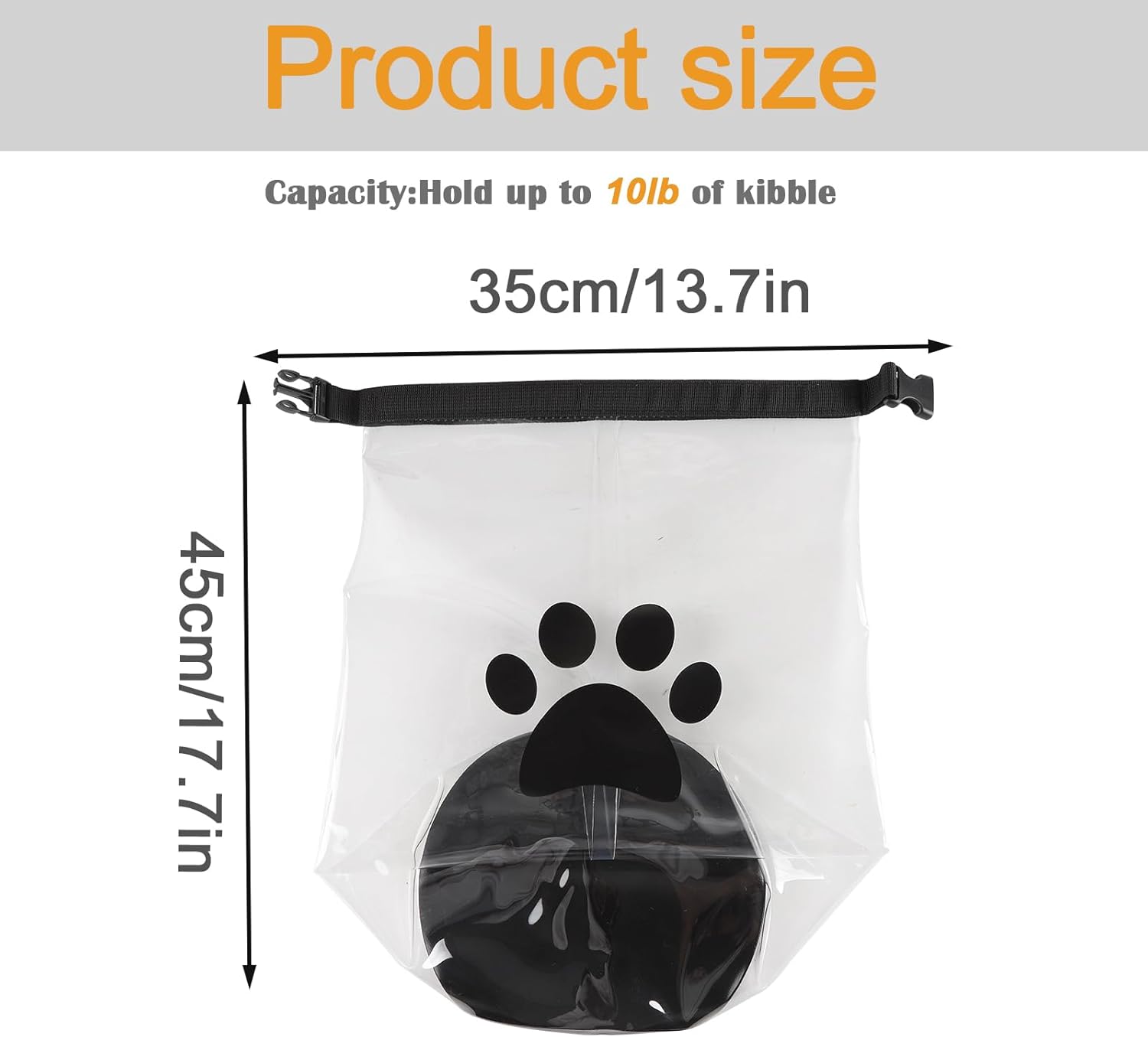 Travel Dog Food Container 10Lbs,Roll Top Dog Food Travel Bag,Waterproof Dog Food Bag,Reusable Dog Travel Kibble Container,Ideal for Camping,Dog Boarding-Clear & BPA-Free - Image 7