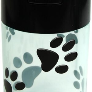 Pawvac 6 Ounce Vacuum Sealed Pet Food Storage Container; Black Cap & Clear Body/Black Paws