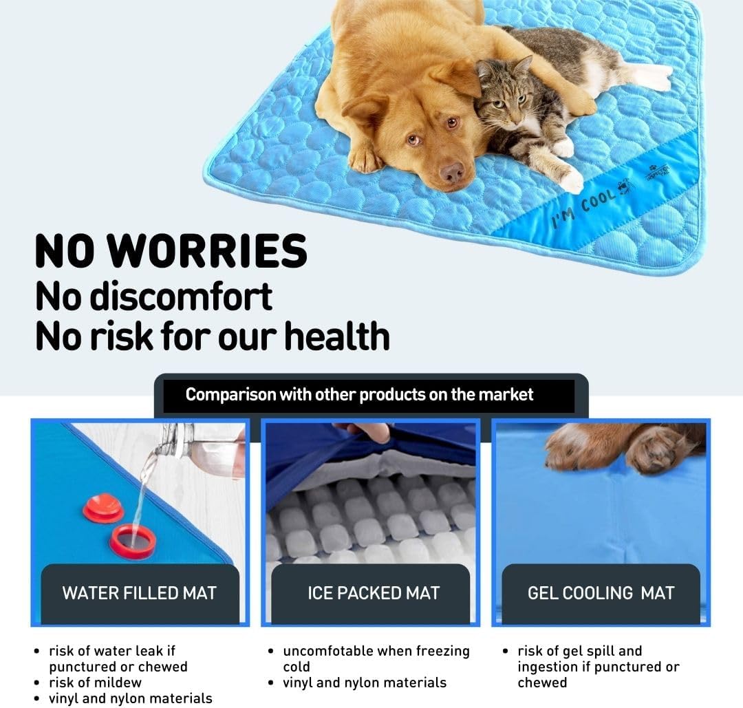 INSPECTOR TAIL Self Cooling Mat for Dog + Free String Bag/Washable & Portable Pet Soft Pad for Indoor or Outdoor/Perfect as Blanket for Kennel Sofa Bed Floor Car/Blue - Image 6