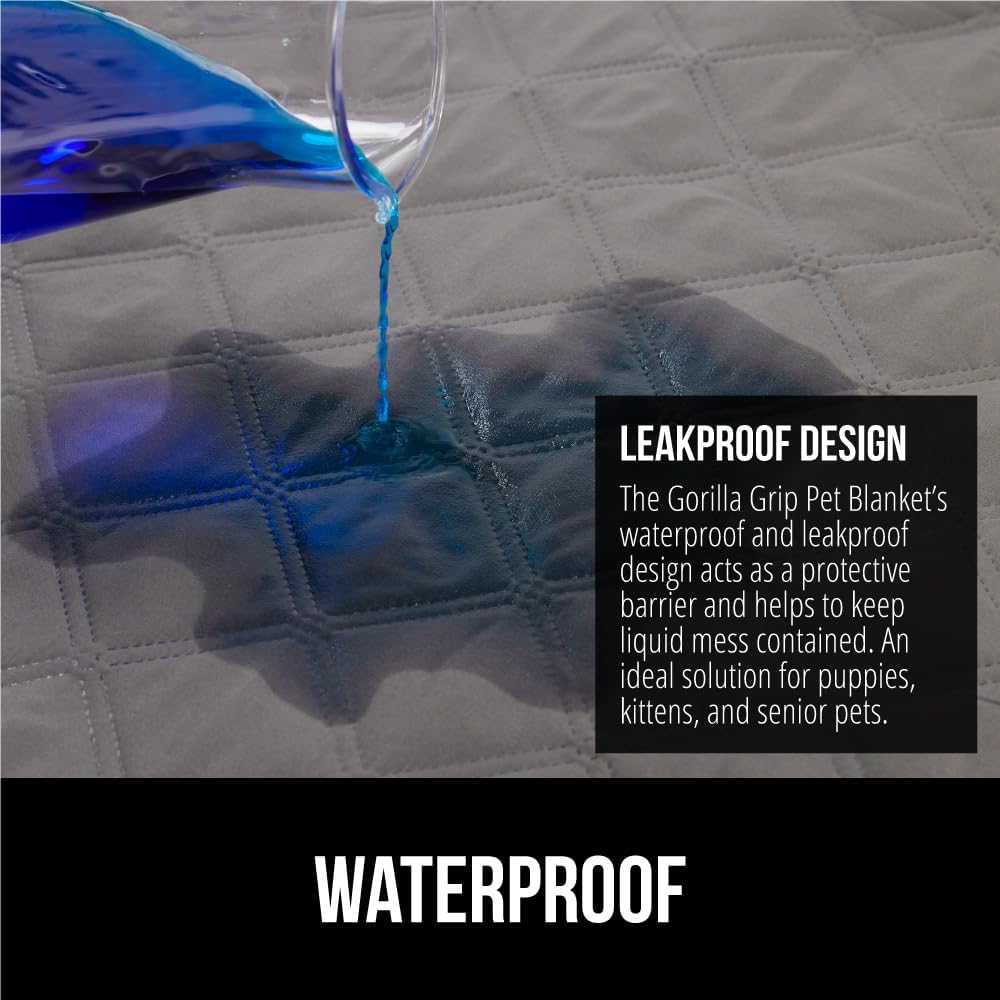 GORILLA GRIP Waterproof Dog Blanket, Couch Cover for Dogs Washable, Protects Sofa, Furniture, Crate, Car, RV Essentials Pet Supplies, Tear and Slip Resistant Leakproof Cushion Cover, 40x50 Charcoal - Image 3