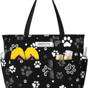 Large Travel Beach Tote Bag with Zipper Pockets Portable Lightweight Gym Bag Picnic Outdoor