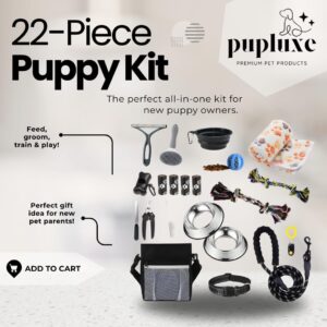 PupLuxe Puppy Starter Kit – Black 22 Piece Dog Training Kit | Great Puppy Gift for First Time & Experienced Owners | New Dog Bundle