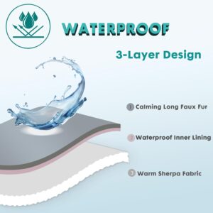 gogobunny Waterproof Dog Blanket for Large Dogs, Cats, Puppy, Reversible Faux Fur Pet Throw Blanket, Washable, Calming Furniture Protection for Sofa Bed (50×60 Inch (Pack of 1), Grey)