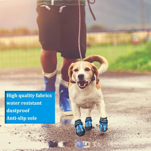 CovertSafe& Dog Boots for Dogs Non-Slip, Waterproof Dog Booties for Outdoor, Dog Shoes for Medium to Large Dogs 4Pcs with Rugged Sole Black-Blue - Image 6