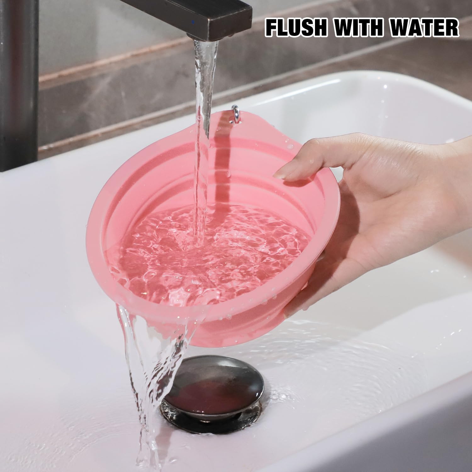 Rest-Eazzzy 2-Pack Silicone Collapsible Dog Bowls, BPA Free Dishwasher Safe, Portable Foldable Travel Bowl, Food Water Feeding Cup Dish for Dogs Cats with 2 Carabiners (Green, Pink, 550 ML) - Image 5