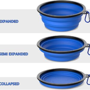 2 Pack Collapsible Dog Bowl Travel Portable Pet Bowls [34oz,1000ml],Expandable Foldable Food Water Feeding Dishes for Traveling Hiking Walking,with Carabiners [Green,Blue]