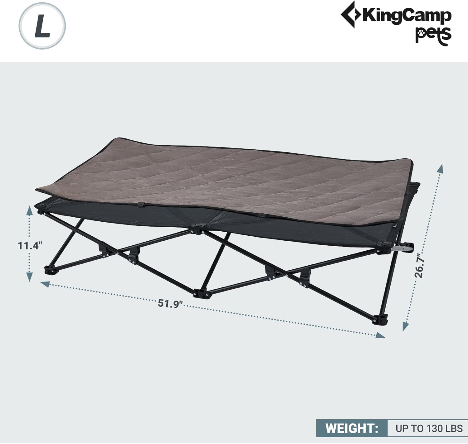KingCamp Elevated Dog Bed - Portable, Folding Dog Cot for Outdoor Travel with Washable Mesh, Supports Small to Large Pets Up to 110lbs, Includes Carry Bag - Black - Image 2