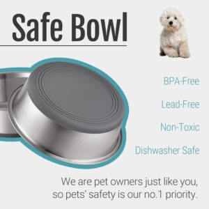 PEGYY11 Nonslip Stainless Steel Dog Bowls, 3.8 US Cup, 2 Count