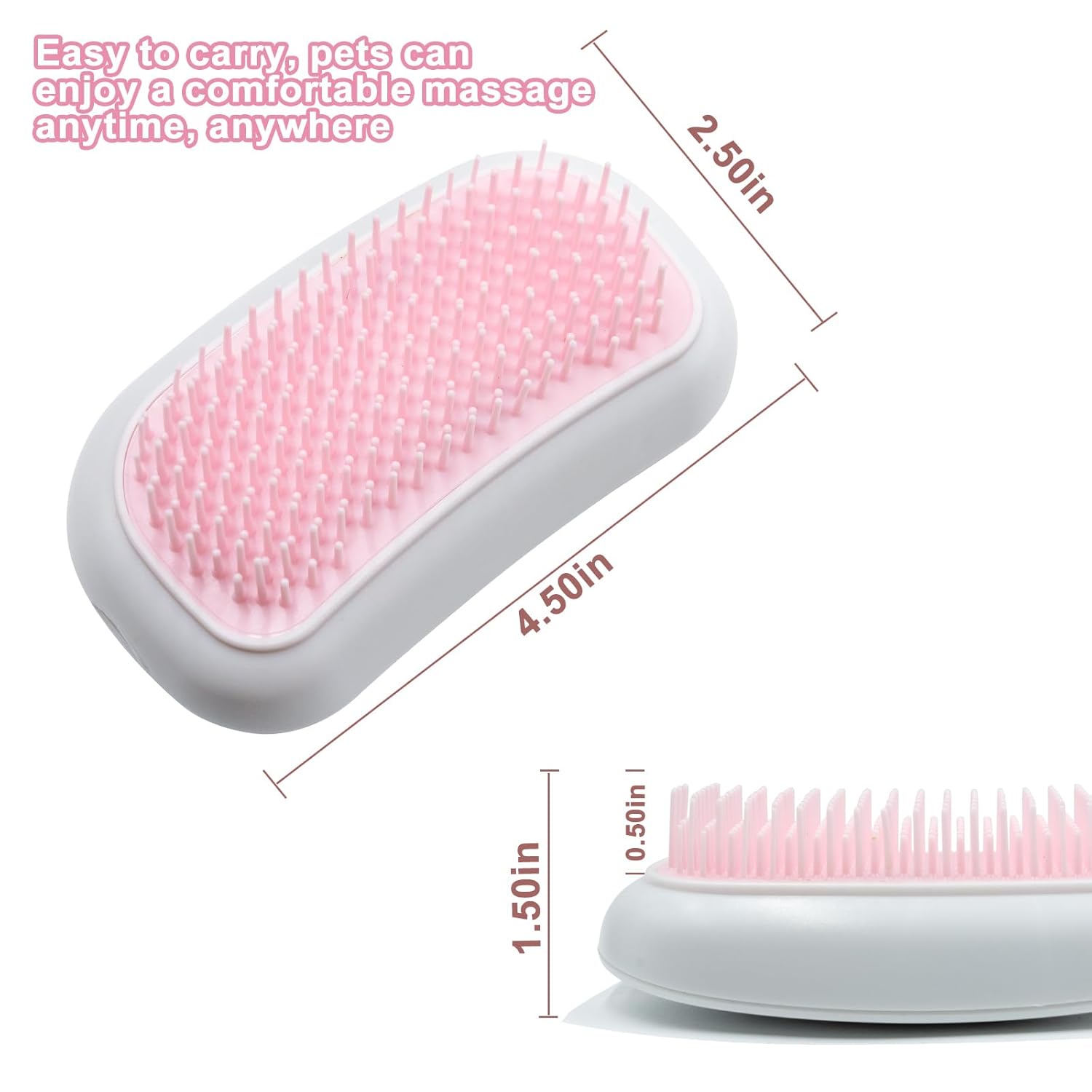 Electric Massage Cat Brushes, Pet Grooming Brush Easily Removes Tangles, 255 Massage Nodes for Relieving Tension, Tight Muscles, and Stiffness-1 pack pink - Image 7