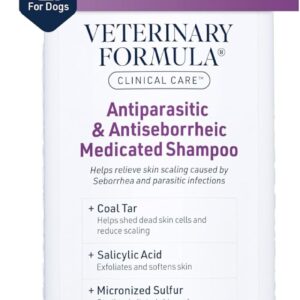 Veterinary Formula Clinical Care Antiparasitic & Antiseborrheic Medicated Dog Shampoo, 16 oz – Paraben, Dye, Soap Free – Hydrating and Antifungal Shampoo for Dogs, White
