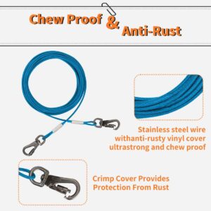 Dog Tie Out Cable 50ft Dog Lead for Yard-Leash Outside for Small to Me...