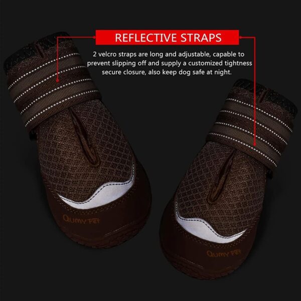 QUMY 4PCS Dog Boots for Large Dogs, Medium Dog Shoes & Paw Protectors for Hot Pavement, Summer Heat Protection, Mesh Breathable Nonslip Dog Booties for Hardfloors, Walking Running Hiking Khaki Size 8 - Image 5
