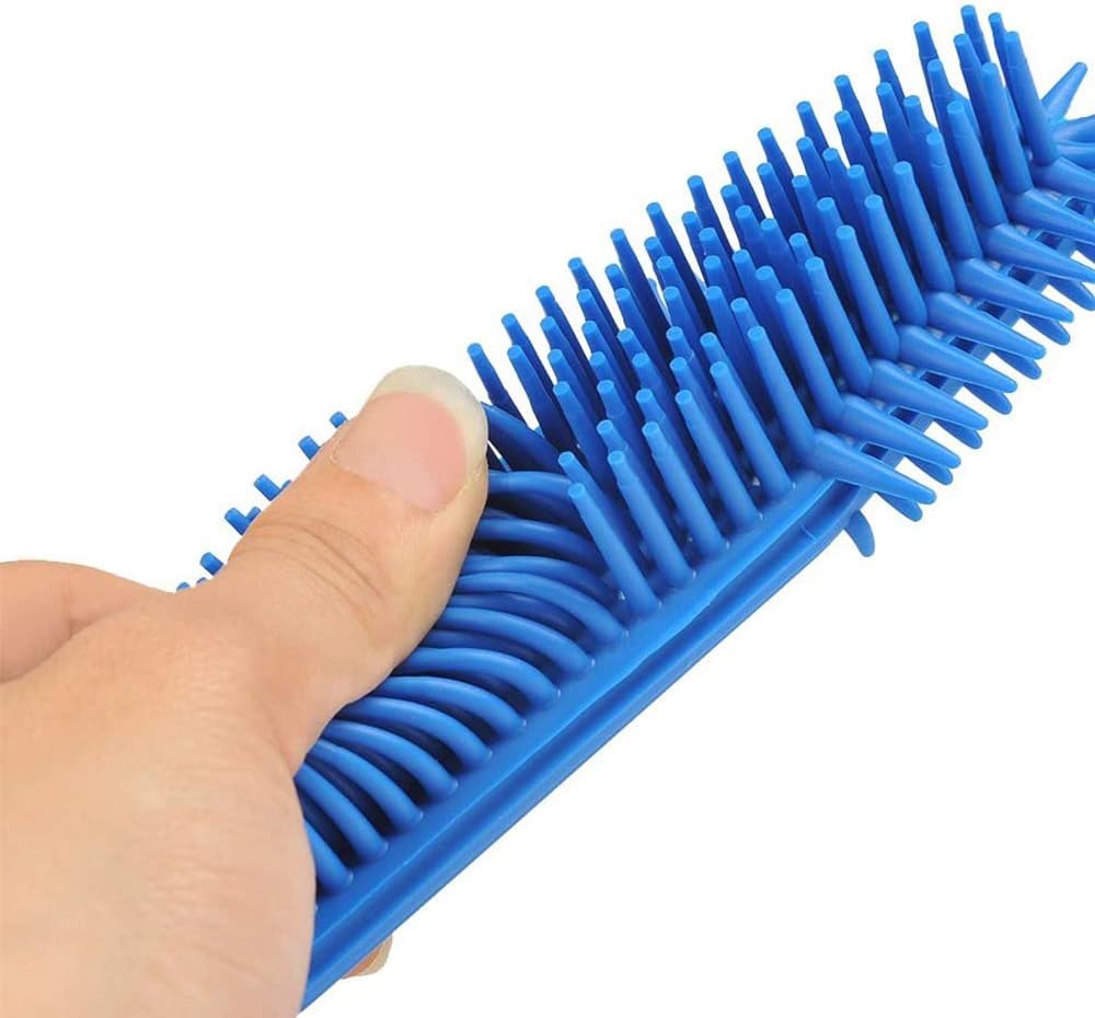 LandHope 2 Pack Pet Hair Removal Tool Pet Hair Remover Rubber Cat Hair Remover Portable for Carpet Clothes Furniture Sofa Leather Car Seat Bath with Massage Effect (Green + Blue) - Image 4