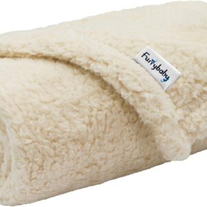 furrybaby Premium Soft Dog Blanket for Small Dogs Puppy Cat Washable Sherpa Fleece 24x32 Inches Pet Throw for Bed Furniture Couch Sofa Protection(Small, Beige Blanket)