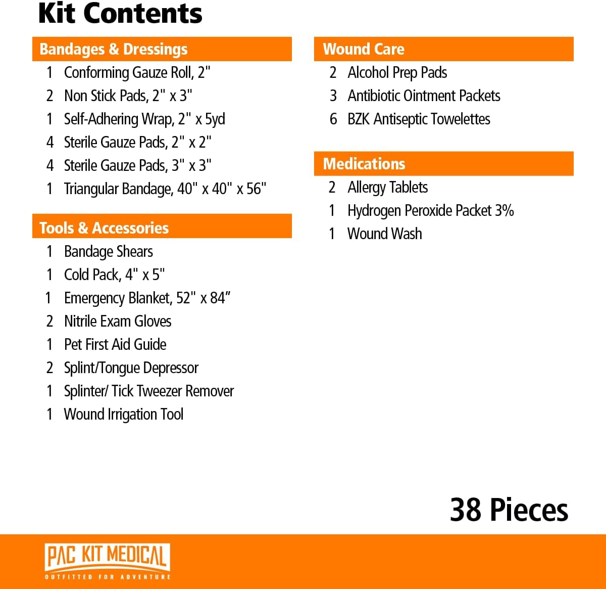 Pac-Kit Pet First Aid Kit for Dogs, Cats, and Other Animals in Soft-Sided Organized Zipper Case, 38 Pieces - Image 3