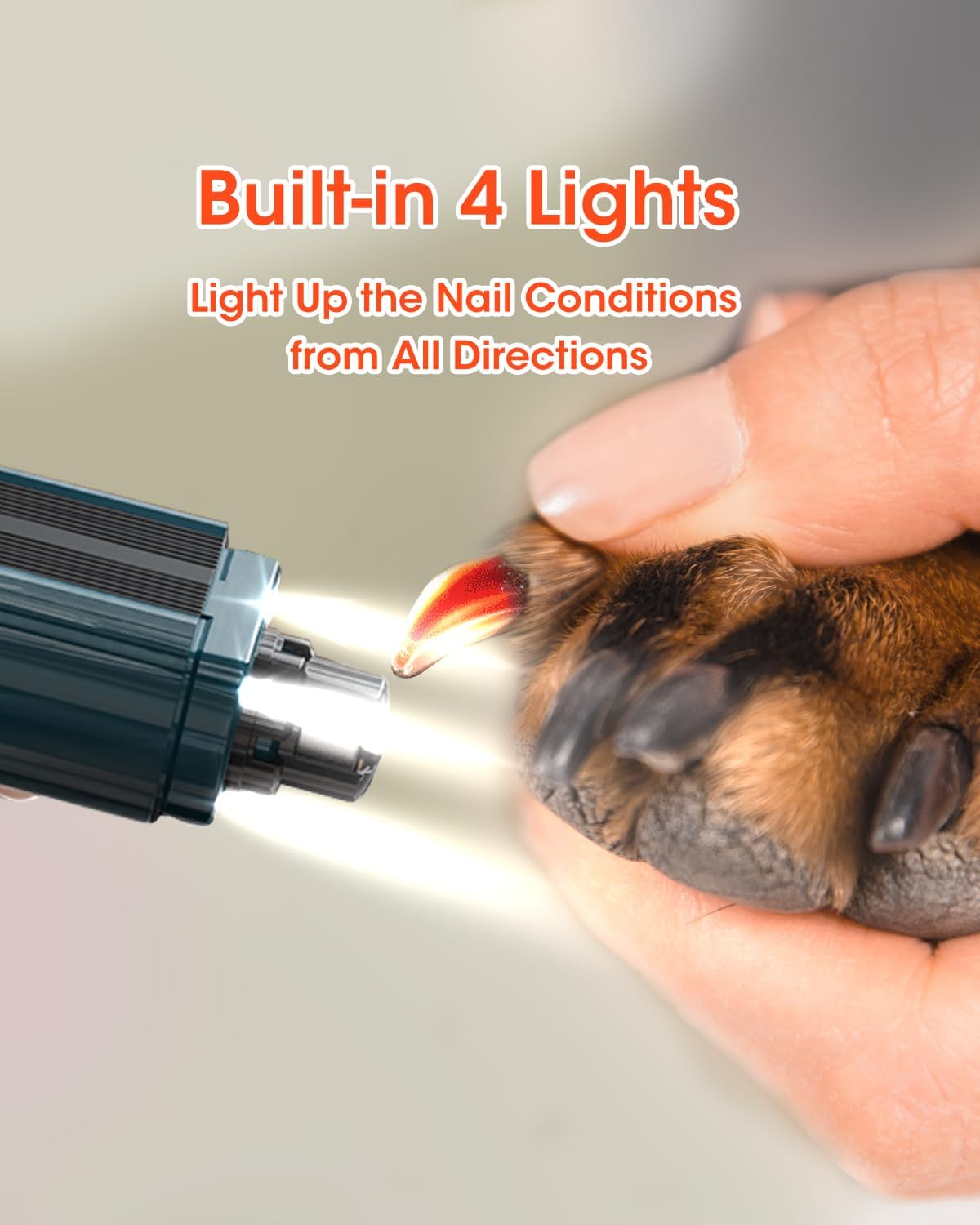 Super Powerful Dog Nail Trimmers, Dog Nail Clipper and Dog Nail Grinder Combo, Ultra Quiet, 3 Speeds, 4 Bright Lights, with Travel Lock, for Small, Meddium and Large Dogs, Cats, Small Animals - Image 2
