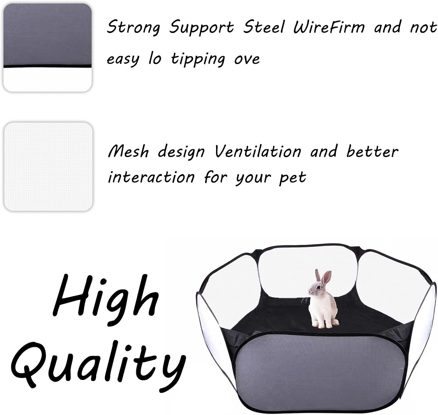 Small Animals Playpen, Portable Pop-up Open Interactive Pet Tent, Indoor Outdoor Fence for Rabbits, Guinea Pig, Hamster, Chinchillas, Kittens, Puppies - Image 5