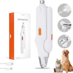 2-in-1 Cat Nail Clippers & Dog Nail Clippers Trimmers for Large Medium Small Dogs Cats Claw Trimmer Quick Sensor and Safety Guard USB Rechargeable with 2 LED Lights Dogs Nail Trimmer