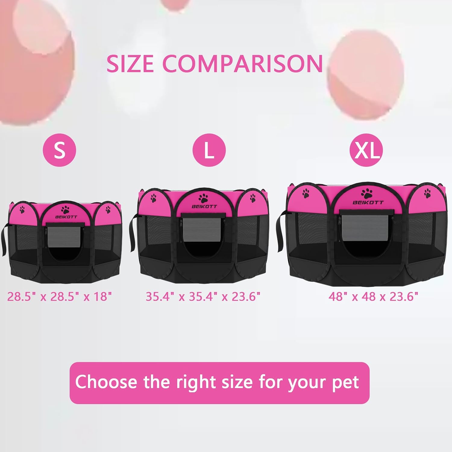 Pet Playpen, Foldable Dog Playpens, Portable Exercise Kennel Tent for Puppies/Dogs/Cats/Rabbits, Dog Play Tent with Removable Mesh Shade Cover for Travel Indoor Outdoor Using(Large) - Image 2