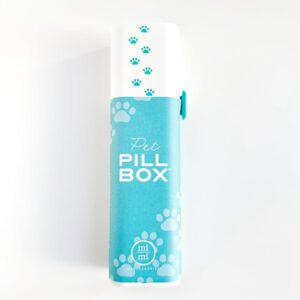 Pet Pill Box Organizer, 7-Day Medicine Container with Paw Print Design, White and Aqua. Pill Container for Vitamin Management, Daily Pill Holder for Dogs and Cats
