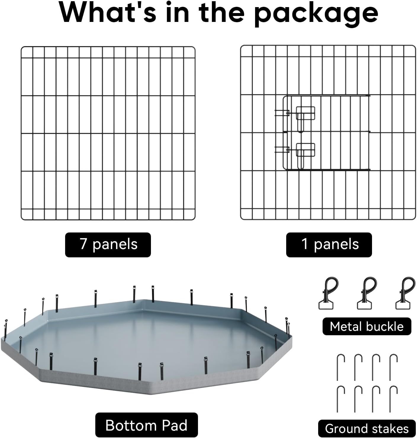PJYuCien Dog Playpen, 8 Panels 24’’H Dog Pens Indoor with Bottom Pad, Metal Foldable Pet Puppy Exercise Fence Crate Kennel, Better for Small Animals,Grey - Image 3