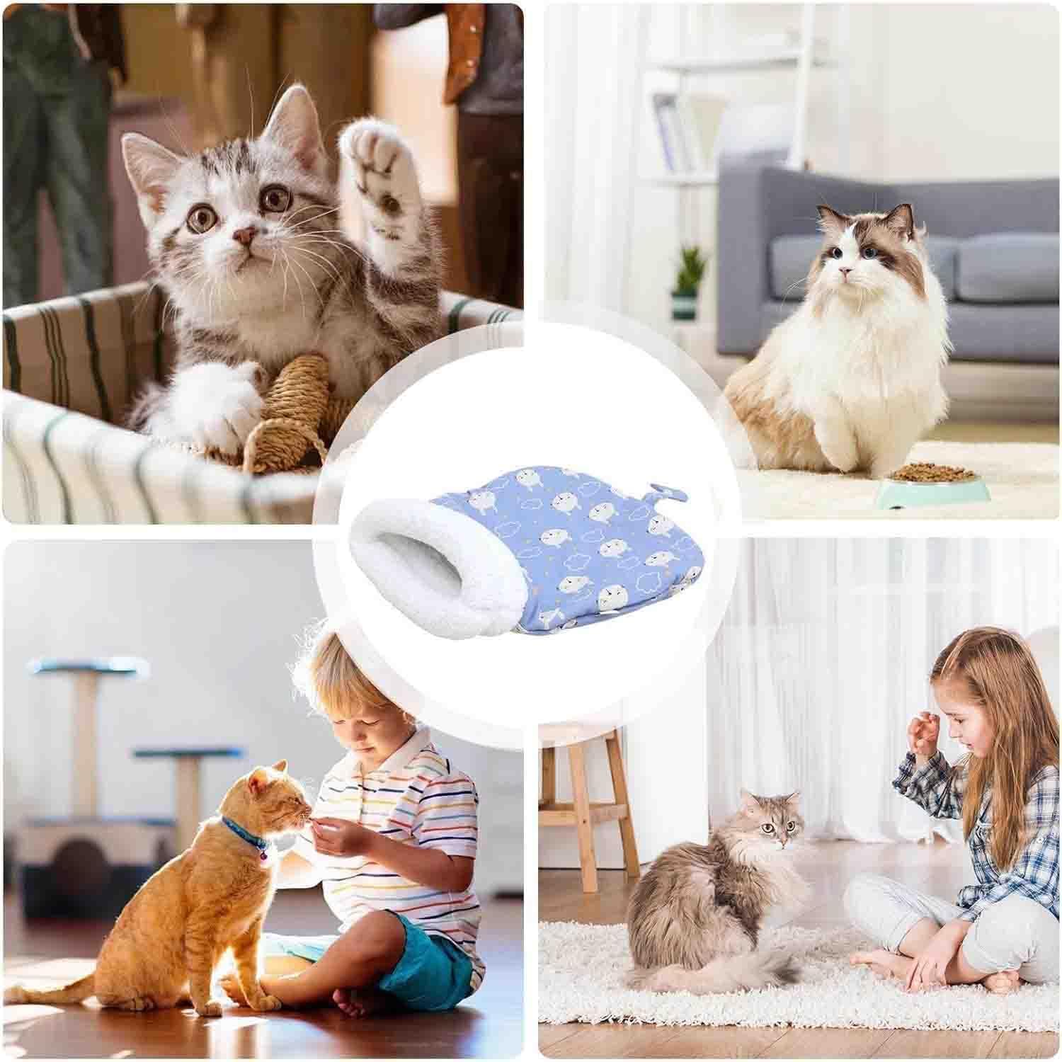 14×18in Cozy Pet Nest for Cats and Dogs,Cat Dog Sleeping Bag for Indoor, Soft Cat Dog Sleeping Bag,Self-Warming Pet Nest for Cats Small Dogs (Blue Rabbit) - Image 5